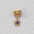 Maglia charm italiana in finitura dorata con ciondolo corona e pietre blu - Stile Corona Dorata con Pietra Blu (GMKDZ-068)