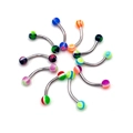 Set of 12 mixed-color acrylic marble ball curved barbells for eyebrow and body piercing - Round Head Curved Barbell Set / 10 Pieces Pack