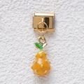 Module de bracelet à breloques italien en acier doré avec pendentif orange vif - Module Orange (MKDZ-619)