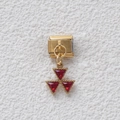 Italian modular charm link with a golden base and red triangle crystal pendant - Gold Radial Triangle Red Zirconia Style (GMKDZ-002)