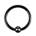 Macro detail of a black PVD coated stainless steel ball closure ring for body piercing - 10 Pieces/Pack / Black