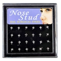 Détail de lot de 24 piercings de nez croix en acier chirurgical 316L avec zircon - Style Croix / Blanc