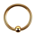 Macro view of gold-plated stainless steel captive bead ring jewelry for body piercings - 10 Pieces/Pack / Gold