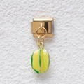 Charme modulaire italien doré avec un pendentif en forme de carambole jaune et vert - Module Carambole (MKDZ-621)