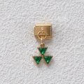 Charm modulare dorato con cristalli verde smeraldo su acciaio inossidabile per bracciale - Stile Quadrifoglio Strass Verde Oro (GMKDZ-003) / 5 Pezzi