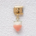 Charme modulaire italien doré avec un pendentif pêche en émail rose et crème - Module Pêche (MKDZ-622)