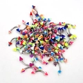 Mixed set of colorful acrylic spiked eyebrow piercings with curved stainless steel bars - B# Spike Head Eyebrow Stud / 10 Pieces/Pack (1.2*8*3)
