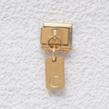 Modular stainless steel link charm with gold finish and engraved letter C pendant - Letter C (GMKDZ-270C)