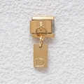 Italian modular charm in gold finish featuring a hanging rectangle pendant with letter D - Letter D (GMKDZ-271D)