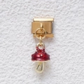 Maillon italien modulable avec pendentif champignon en émail rouge et pois dorés - Module Champignon (MKDZ-618)