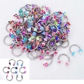 Colorful acrylic and stainless steel horseshoe nose rings set with vibrant cone ends - B Style Nose Ring (Set of 10)