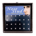 Vue macro de 24 piercings de nez en acier chirurgical 316L avec fleurs en zircone - Style Fleur de Prunier / Blanc
