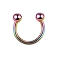 Macro shot of rainbow gradient stainless steel horseshoe ring for body piercing jewelry - Ball - Rainbow