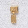 Goldenes italienisches Modul-Armbandelement mit einem polierten Buchstaben N Anhänger - Buchstabe N (GMKDZ-281N)