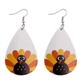 Detailed view of teardrop turkey leather earrings with vibrant fall festival textures - Thanksgiving Turkey Teardrop Style