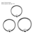 Set of 3 silver twisted stainless steel body piercing rings in 8mm 10mm 12mm sizes - Captive Bead Style (Steel Color)