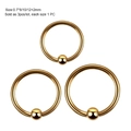 Set de 3 aros cautivos dorados de acero inoxidable para piercings de nariz y labio - Estilo Captive Bead (Color Oro)