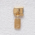 Italienischer Modul-Anhänger in Gold-Finish mit rechteckigem Anhänger und eingraviertem P - Buchstabe P (GMKDZ-283P)