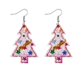 Dettaglio di orecchini ad albero di Natale con glitter viola e scritta Merry Christmas - Purple Glitter Christmas Wish Tree