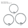 Set de 3 aros de nariz de acero inoxidable plateado con diámetros de 6mm 8mm y 10mm - Estilo Retorcido (Color Acero)