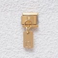 Italienischer Modul-Charm aus goldenem Edelstahl mit einem polierten Buchstaben R - Buchstabe R (GMKDZ-285R)