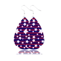 Boucles d'oreilles pendantes en cuir avec motif drapeau américain pour la fête nationale - Forme de Larme Étoiles et Rayures Style Classique (JE0096A)