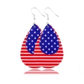 Boucles d'oreilles goutte en cuir avec motif drapeau américain étoiles et rayures - Style Superposé Étoiles et Rayures Double Couche (JE0072B)