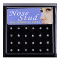 Coffret de 24 piercings de nez en acier chirurgical 316L avec zircons en forme d'étoile - Style Étoile / Blanc