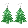 Festliche grüne Tannenbaum-Ohrringe mit weißen Glitzerpunkten und Silberhaken - Grüner Gepunkteter Weihnachtsbaum (JE0112B)