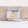 Charm modulare 9mm in acciaio inossidabile con lettera A dorata incisa sul pezzo - Lettera A(MK-1028)