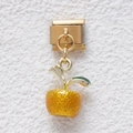 Maillon de bracelet italien avec pendentif pomme jaune en acier inoxydable doré - Module Pomme d'Or (MKDZ-630)