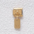 Italienischer Modul-Anhänger in Gold-Finish mit eingraviertem V am quadratischen Teil - Buchstabe V (GMKDZ-289V)