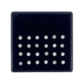 Set of 24 stainless steel nose studs with 3mm cubic zirconia in a black velvet display box - Straight Bar (3.0mm) / 24pcs/Box / Silver Bar + White Zircon