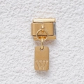 Goldenes modulares Armband-Element mit poliertem rechteckigem Anhänger und W-Gravur - Buchstabe W (GMKDZ-290W)