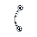 Polished silver curved barbell eyebrow ring made of surgical stainless steel - Steel