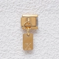 Italienisches Modul-Armband-Element in Gold mit Anhänger und graviertem Buchstaben X - Buchstabe X (GMKDZ-291X)