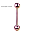 Detailweergave van de regenboog roestvrijstalen tongpiercing met 1,6x16x5mm afmetingen - 16mm / Meerkleurig