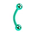 Blue plated stainless steel curved barbell eyebrow ring with polished mirror finish - Green