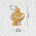 Pendentif coquillage doré avec texture verticale et zircon clair pour bijoux DIY - Accent Anneau Coquillage Strass (DZ-3244)