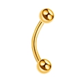 Polished gold stainless steel curved barbell piercing for eyebrow or navel - Gold