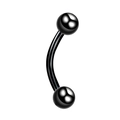 Polished black stainless steel curved barbell piercing for eyebrow or navel - Black