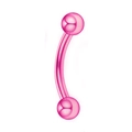 Pink curved stainless steel eyebrow ring with vibrant polished ball ends and glossy finish - Pink