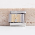 9mm Italienisches Charm-Armband Element mit vergoldetem Buchstaben H auf Edelstahl-Basis - Buchstabe H(MK-1009)