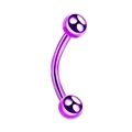 Curved stainless steel barbell piercing ring in bright purple finish for eyebrow and lip - Violet