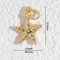 Pendentif étoile de mer doré avec relief à pois mesurant 12,9 mm par 9,6 mm - Relief à Points d'Étoile de Mer (DZ-3248)