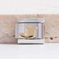 9mm italienisches Charm-Glied mit goldenem Buchstaben J auf polierter Edelstahl-Basis - Buchstabe J(MK-1011)