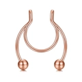 Detail of rose gold double-layered septum ring with polished metal spheres for piercing - Rose Gold