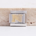 9mm Italienisches Charm-Armband Modul mit poliertem Stahl und goldenem Buchstaben N - Buchstabe N(MK-1015)