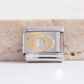 9mm Edelstahl-Modularlink mit poliertem goldenen Oval und Buchstaben-O-Detail - Buchstabe O(MK-1016)