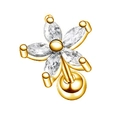 Orecchini a fiore in acciaio inossidabile dorato con zirconi dal taglio marquise - Stile Fiore (JE0224B)
